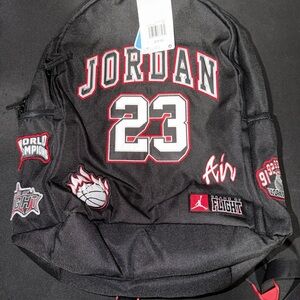 Jordan Black and Red Graphic Backpack